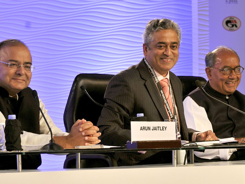 HT Leadership Summit 2013 - A Vision for India | Day 2 Morning Session : Panel Discussion.Congress leader Digvijaya Singh and Bharatiya Janta Party leader Arun Jaitley at a session 'A Vision for India' chaired by Rajdeep Sardesai